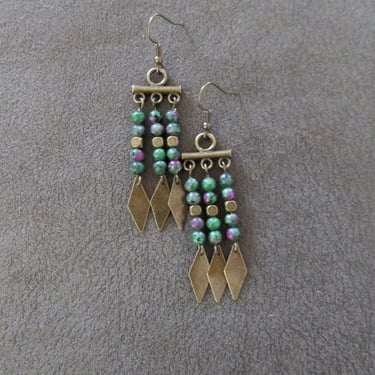 Jasper and bronze chandelier earrings 2 