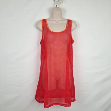 Vintage 90s Red Mesh Mini Dress 