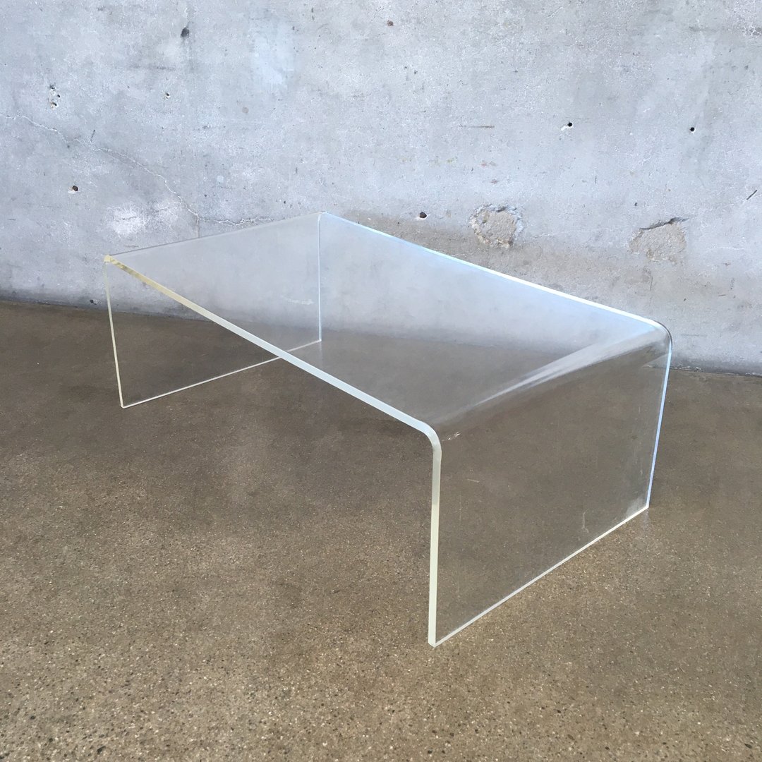 Vintage Clear Lucite Waterfall Coffee Table Urban Americana Long