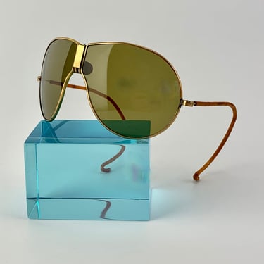 Vintage 1930's Aviator Sunglasses - Smokey Green Glass Lenses - Cable Temples - Single Nose Grip on the Bridge 