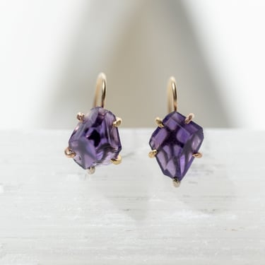 14k-18K Gold Amethyst Hook Earrings