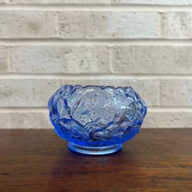 Fenton Colonial Blue Water Lilly Rose Bowl, Vintage 