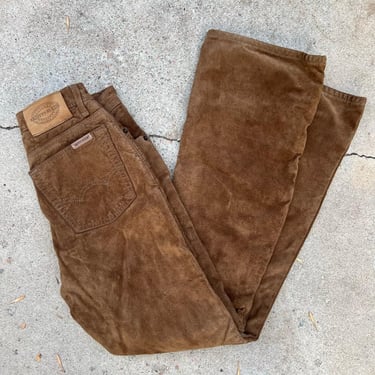 Skotts Suede Tan Genuine Suede Leather High Rise Flared Western Pants - 26 