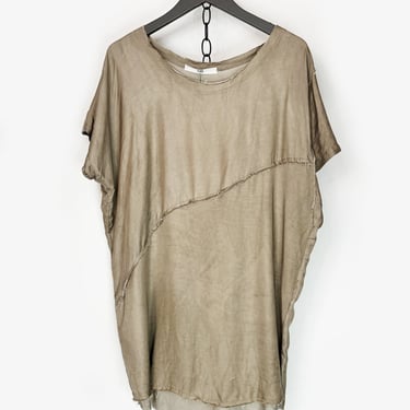 Oversized Drop Shoulder Patchwork Tunic in BLACK or TAUPE