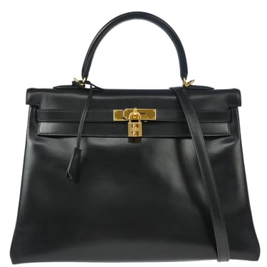 Hermes 2000 Black Box Calf Kelly 35 Retourne 2way Shoulder Handbag