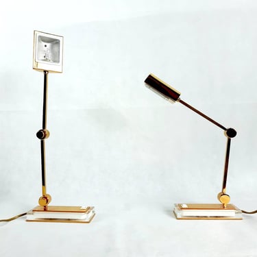 Italian Desk Lamps made from brass and glass, Very Rare Desk or Table Lamps, made in 80's, Great Design and Very Nice Decor 