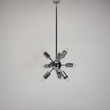 Chrome Pendant Sputnik by Drupol, 1970s / Vintage Pendant / Mid-century / Black Colour / 