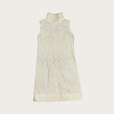 (S) 60s Yellow Floral Eyelet Mini Dress