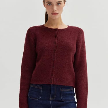 Crescent - Eliza Button Down Cardigan - Cabernet