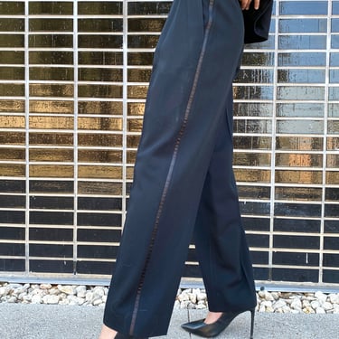 Black Yves Saint Laurent Tuxedo Trousers