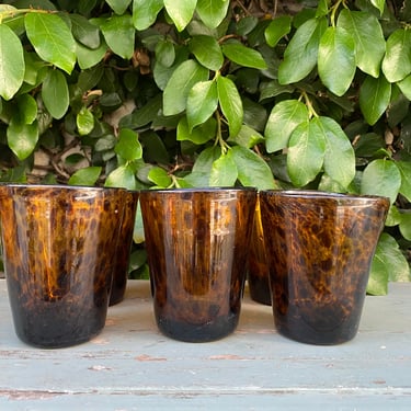Handblown Leopard Cups -- Set of Glass Leopard Cups -- Tortoise Shell Cups -- Tortoise Shell Handblown Cups -- Handblown Tumblers 