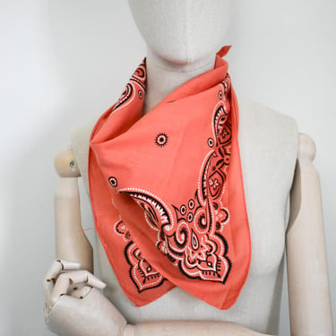 1950s Coral Cotton Bandana RN 14193 