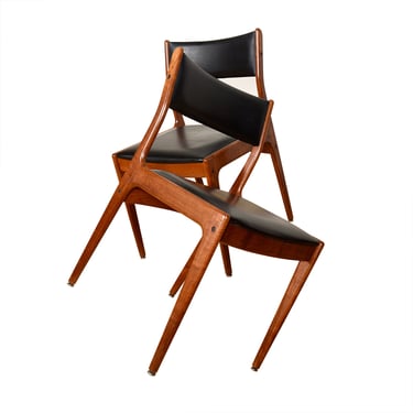 Uldum Danish Modern Teak Pair of Side Dining Chairs