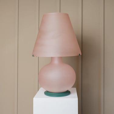 XXL Murano Glass Table Lamp - Light Pink - Vintage Space Age Design - Handmade in Italy - 1980s - Retro Soft Light 