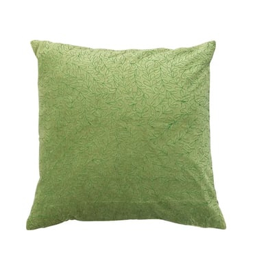 Embroidered Green Velvet Pillow