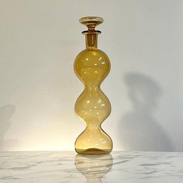 Handblown amber Glass gurgle decanter made in Italy 