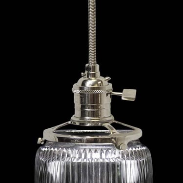 Custom 1920s 6 in. Glass Holophane Pendant Light