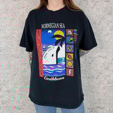 Vintage 90's Norwegian Sea Caribbean Travel Destination Tee Shirt T-Shirt 