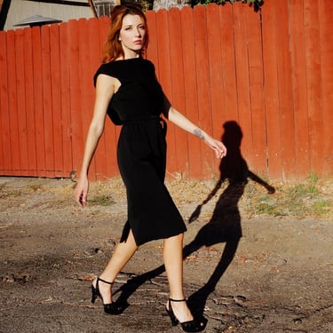 Vintage 1960s Dress - Black Rayon Gathered Fitted | Deja Vintage Boutique -  Edmonds, WA | ATTIC