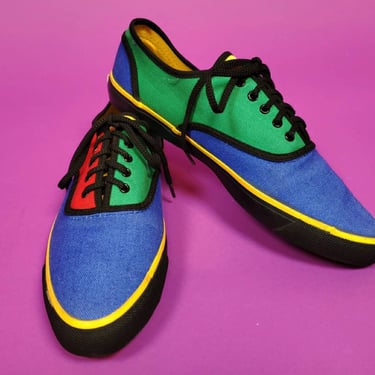 Vintage 80s/90s colorblock pointy sneakers by Adrienne Vittadini. (Size 10) 