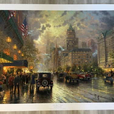 Mid Century Modern Unframed New York 5th Avenue md Thomas Kinkade Lithograph 