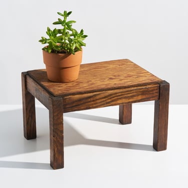 Vintage 1950s Wooden Footstool or Plant Stand // Mid-Century Aged Wood Stool or Decorative Riser 