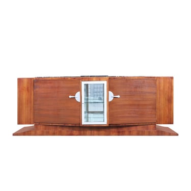 Monumental Art Deco Walnut and Marble Credenza by Maurice Rinck