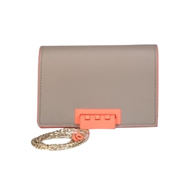 Zac Posen - Grey & Coral Trim Crossbody Bag