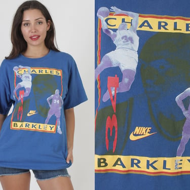 Vintage 90s Charles Barkley Nike Grey Label NBA Basketball 2 Sided Tee T Shirt XL 