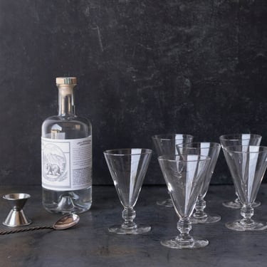 Matched Set of 6 Simple Flared Cocktail Glasses