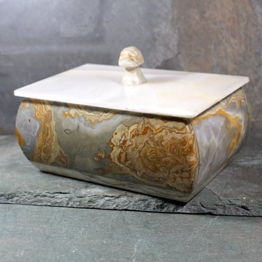 Carved Stone Lidded Box | Solid Stone/Marble Keepsake Box | Cottagecore Trinket Box | Bixley Shop 