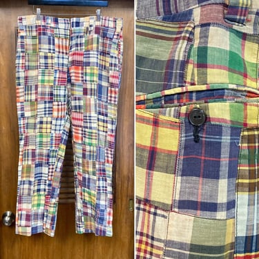 Vintage 1960’s w38 Krazy Madras Plaid Patchwork Ivy League Mod Pants, 60’s Trousers, Vintage Clothing 