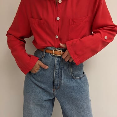 Vintage Tomato Silk Blouse