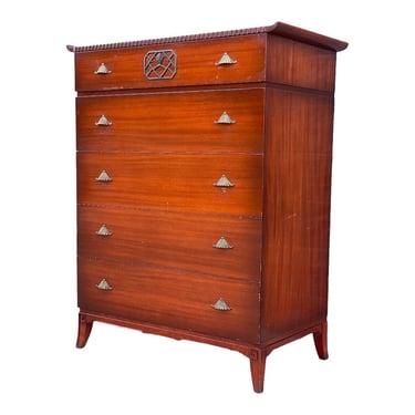 Art Deco Mahogany Tall Highboy 5-Drawer Dresser 