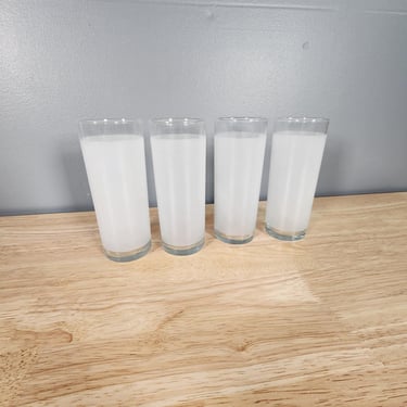 Set of 4 Frosted White Highball Drinking Glasses 