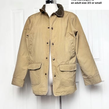Vintage LL BEAN Tan Canvas Field Barn Chore Jacket Coat, Denim Winter Work Coat, Adult Small - Large Kids 