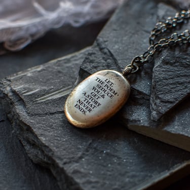 Sterling Silver Oval Poem Pendant Necklace