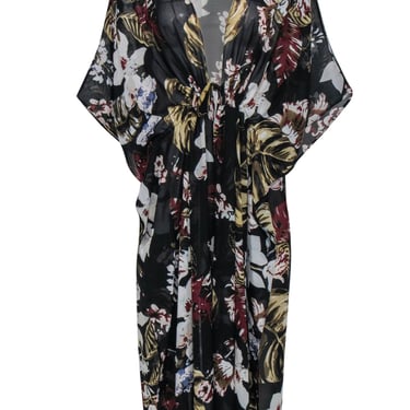 Walter Baker - Black & Mulitcolor Tropical Floral Print "Tulum" Coverup OS