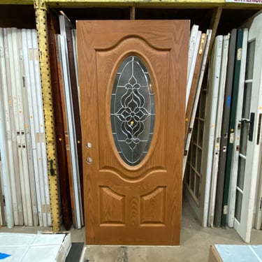 Fiberglass Exterior Door with Oval Leaded Glass 35.75 x 79.25