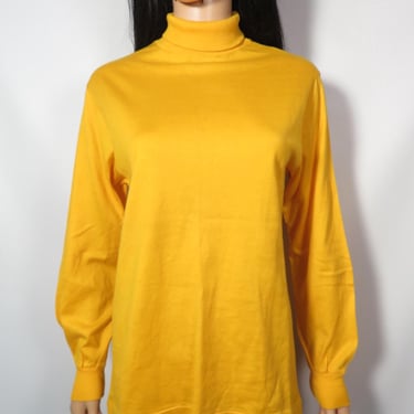 Vintage 70s/80s Mustard Yellow Cotton Turtleneck Size L 