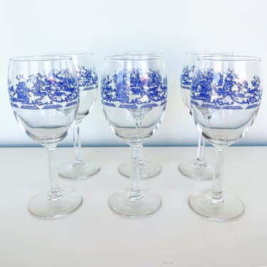 Set of Six Pagoda Wine Glasses