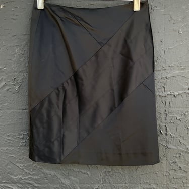 Satin Black Pencil Skirt \/ SM