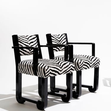 PAIRE DE FAUTEUILS ZÈBRE, FRANCISQUE CHALLEYSIN, 1950s