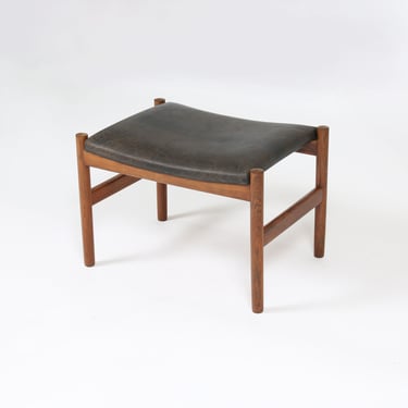 Vintage Danish Rosewood and Leather Footstool by Spottrup Mobler. 1960s. MCM 