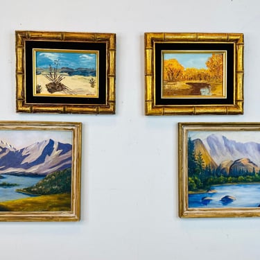 Set of Four Vintage Landscape Paintings 