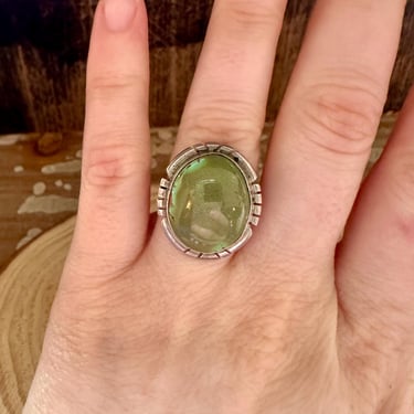 GREEN ENVY Silver & Turquoise Ring | Cecil Skeets | Navajo Native American Southwestern Jewelry | Sterling Silver | Size 4 1/2 