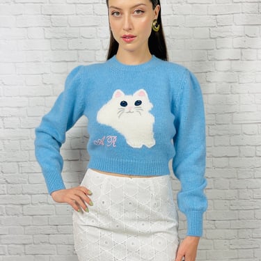 ALESSANDRA RICH Cat-intarsia Sweater, Size  38IT/US 2 , New W/ Tags
