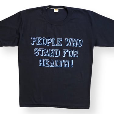 Vintage 70s Russell Southern Athletic Company “People who stand for Health” Double Sided Slogan T-Shirt Size Large 