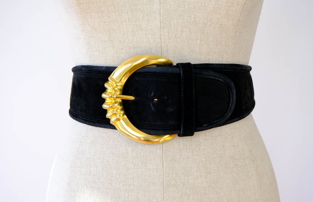 Vintage DONNA KARAN New York Black Horse Fur Leather Belt , 80s 2024 leather belt , statement belt