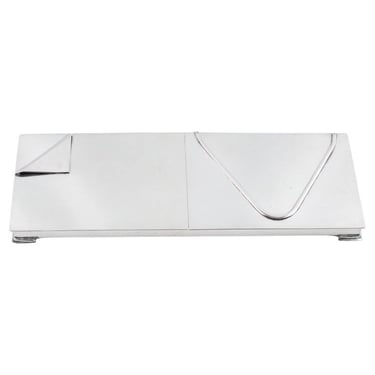 Silver Plate Extra Long Flat Box Attributed to Hermes Paris, circa 1960
